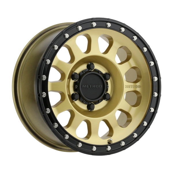 Method MR315 17x8.5 0mm Offset 6x5.5 106.25mm CB Gold/Black Street Loc Wheel - MR31578560100 by Method Wheels - front view