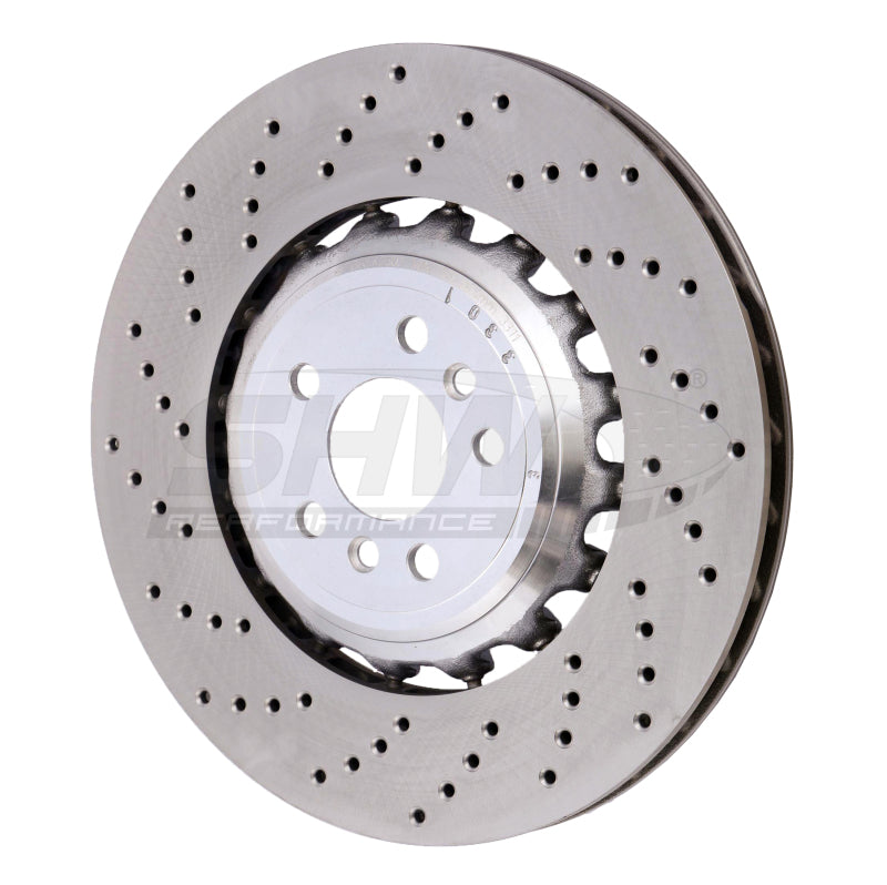 SHW 18-21 BMW M5 4.4L Left Rear Cross-Drilled Lightweight Brake Rotor (34217991103) - BRL42503