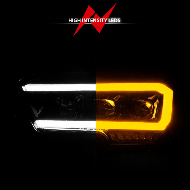 ANZO 16-22 Toyota Tacoma LED Projector Headlights w/ Light Bar Sequential Black Housing w/Initiation - 111563