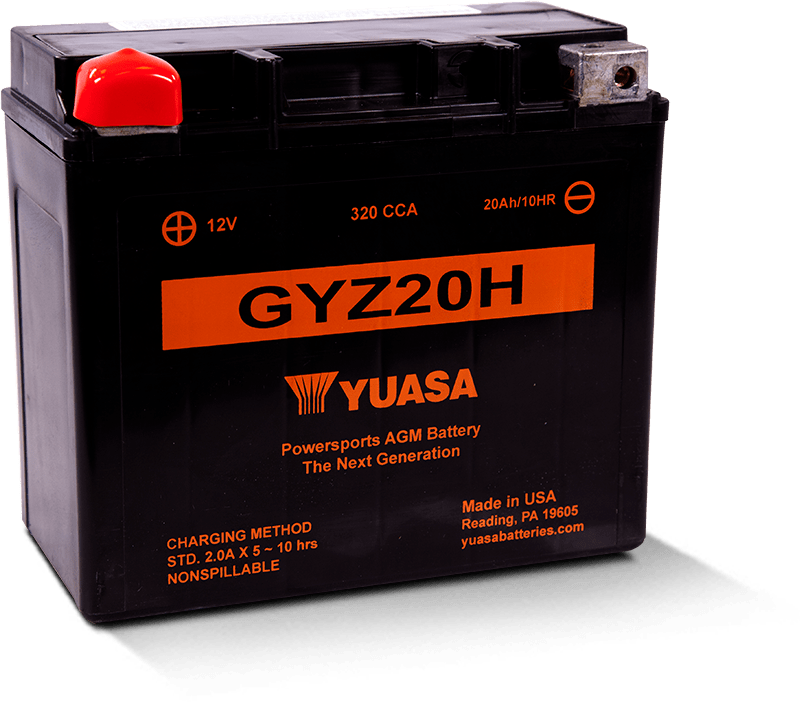 Yuasa GYZ20H High Performance Maintenance Free AGM 12 Volt Battery - YUAM72RGH for 1986-1996 Harley-Davidson XLH883