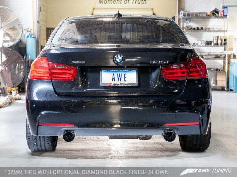 AWE Tuning BMW F3X 335i/435i Touring Edition Axle-Back Exhaust - Chrome Silver Tips (102mm) - 3010-32026