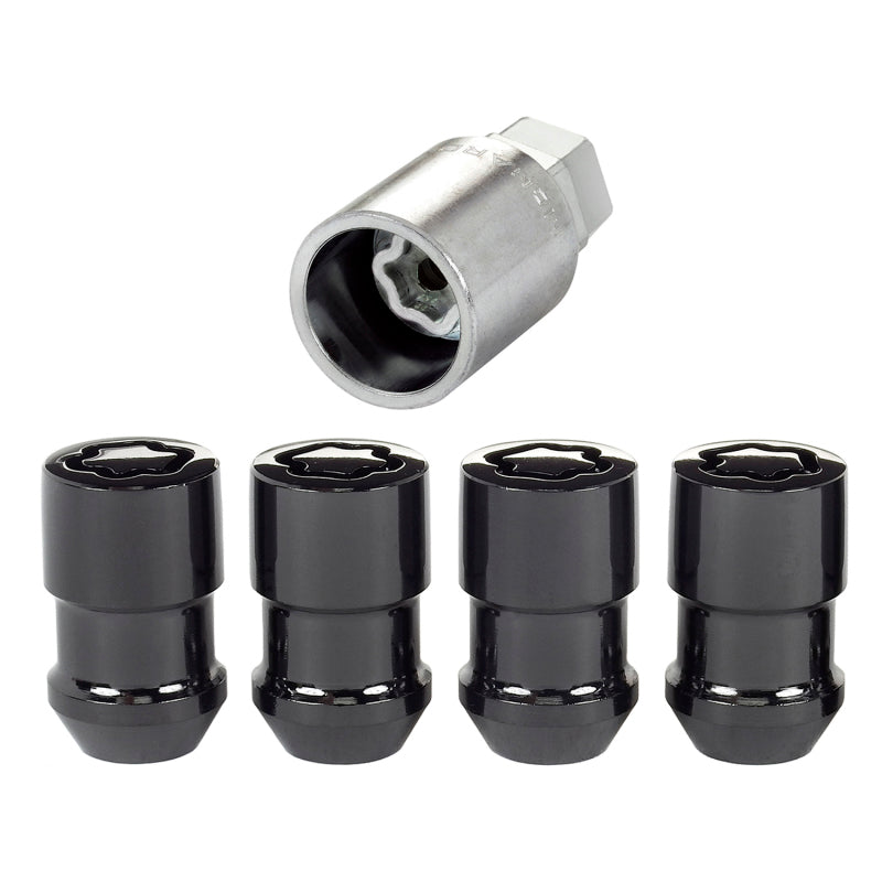 McGard Wheel Lock Nut Set - 4pk. (Cone Seat) M12X1.5 / 19mm &amp; 21mm Dual Hex / 1.46in. Length - Black - 24026