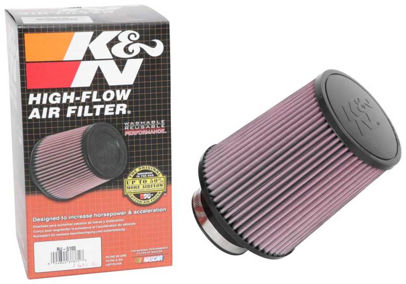 K&N Universal Clamp-On Air Filter 3-1/8in FLG / 6in B / 5in T / 7in H - RU-5100