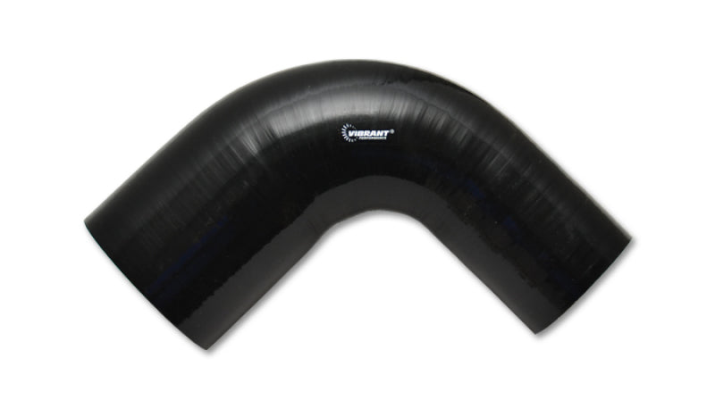 Vibrant 2in ID x 2.25in ID x 4in Long Gloss Black Silicone 90 Degree Transition Elbow - 19789