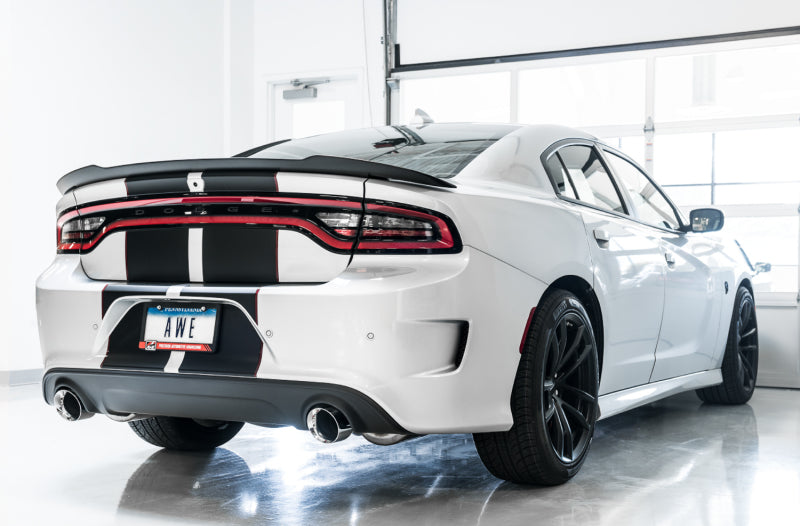 AWE Tuning 2017+ Dodge Charger 5.7L Touring Edition Exhaust - Non-Resonated - Diamond Black Tips - 3020-33074