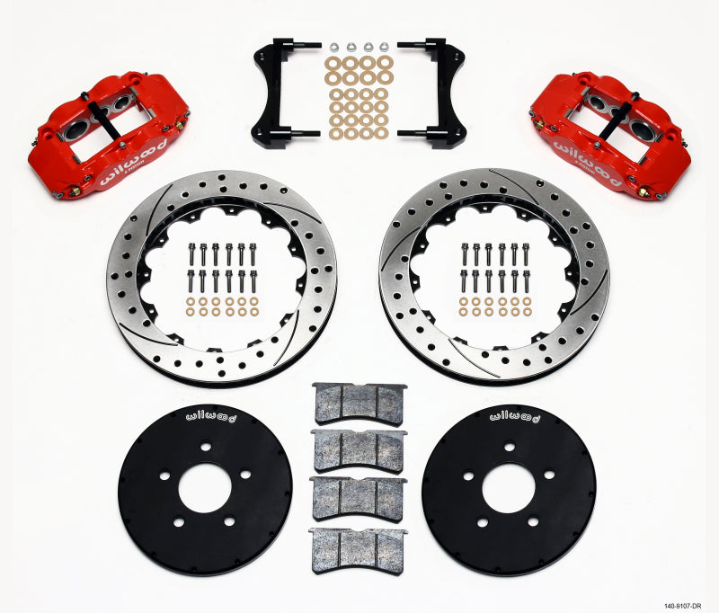 Wilwood Narrow Superlite 6R Front Hat Kit 12.88in Drill Red 1994-2004 Mustang - 140-9107-DR for 1994-2004 Ford Mustang