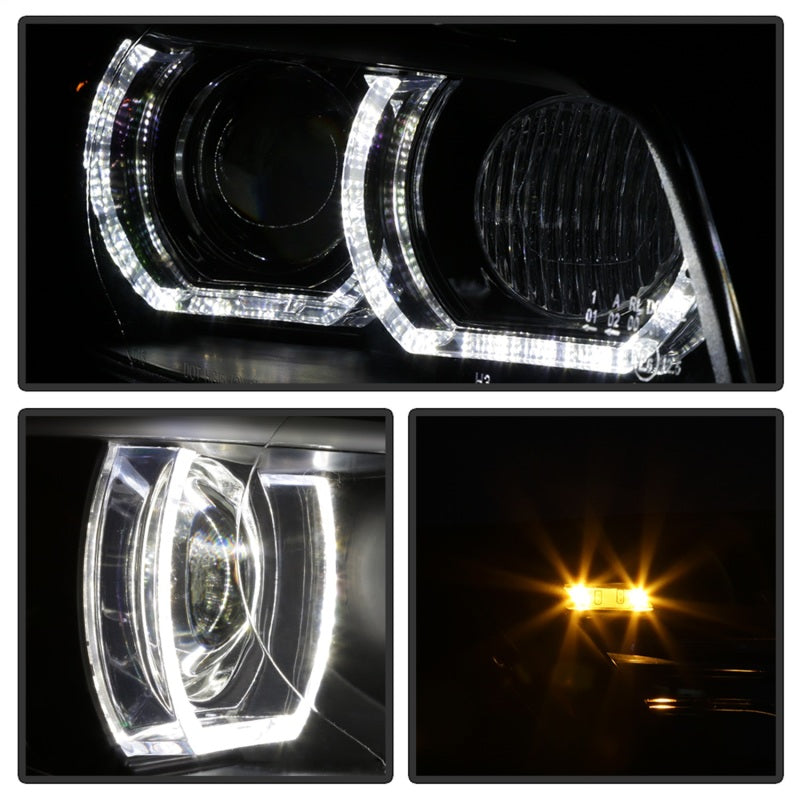 Spyder 08-10 BMW F92 3 Series Projector Headlights - LED DRL - Black (PRO-YD-BMWE9208-DRL-BK) - 5085184