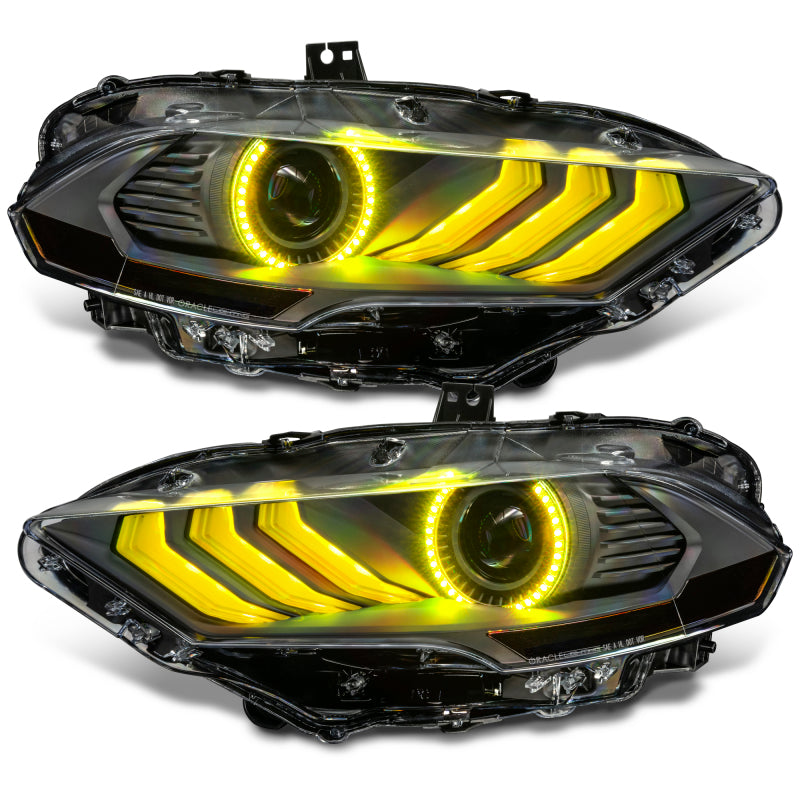 Oracle Lighting 18-23 Ford Mustang Dynamic ColorSHIFT LED Headlights - Black Series - 8204-332