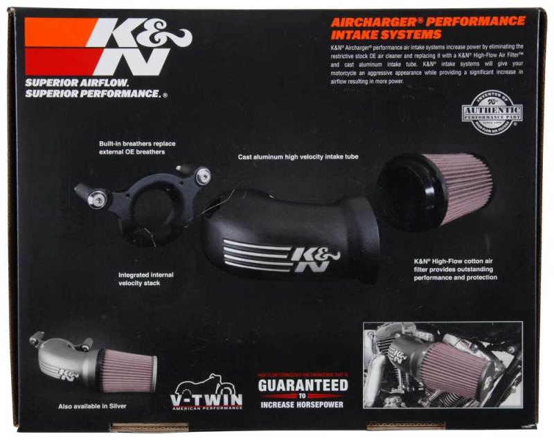 K&N 01-17 Harley Davidson Softail / Dyna FI Performance Air Intake System Silver - 57-1137S