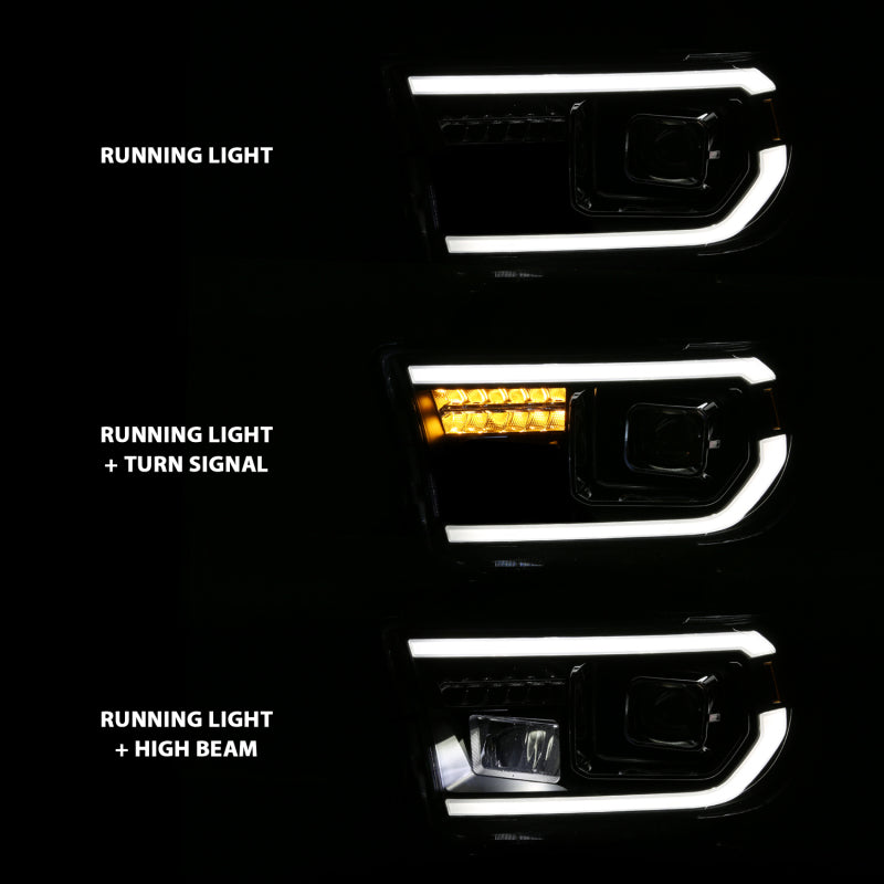 ANZO 2007-2014 Toyota Tundra Projector Light Bar H.L Black Amber(Led High Beam) (Halogen Version) - 111447
