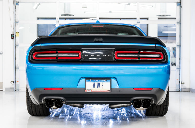 AWE Tuning 2015+ Dodge Challenger 6.4L/6.2L SC Track Edition Exhaust - Quad Diamond Black Tips - 3015-43144