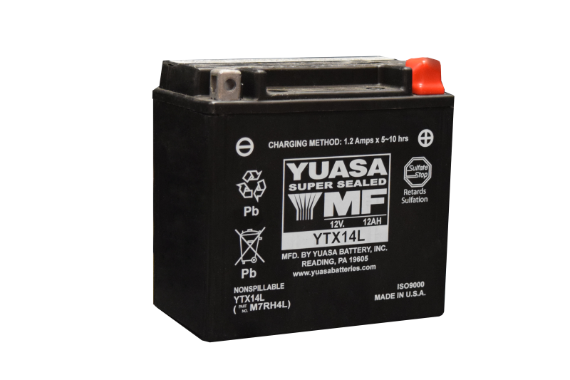 Yuasa YTX14L Maintenance Free AGM 12 Volt Battery - YUAM7RH4L