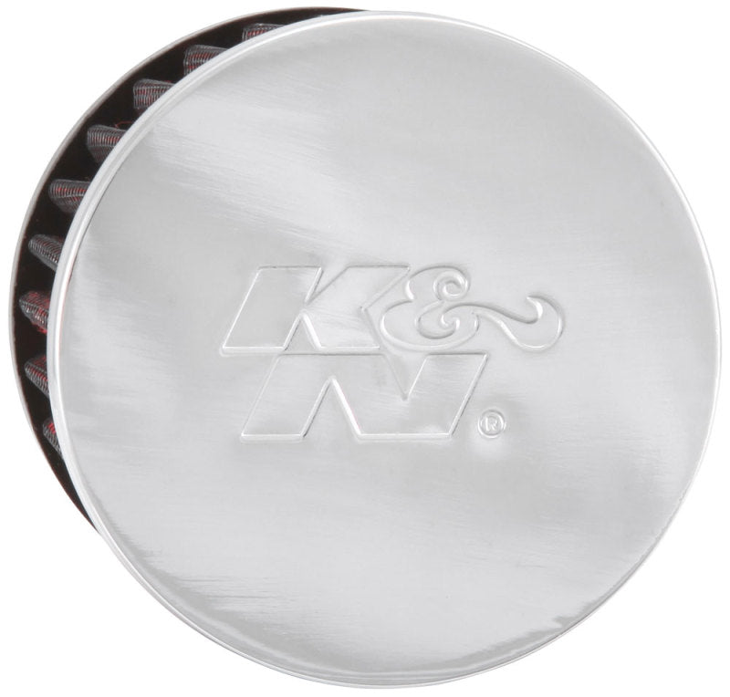 K&amp;N 1.75in Flange ID x 3in OD x 2.5in H Chrome Finish Rubber Base Crankcase Vent Filter - 62-1480
