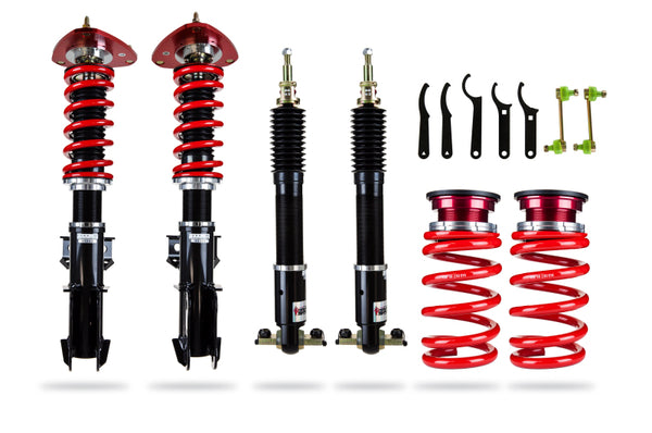 Pedders Extreme Xa Coilover Kit 2015+ Ford Mustang S550 Includes Plates - PED-162099 for 2005-2025 Ford Mustang - front view