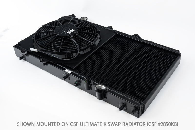 CSF 92-00 Honda Civic All-Aluminum Fan Shroud w/12in SPAL Fan - Black Finish - 2858FB