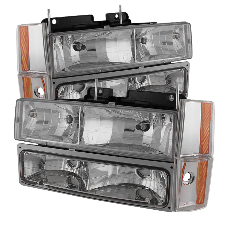Xtune GMC Yukon 92-93 Crystal Headlights w/ Corner &amp; Bumper Chrome HD-JH-GMCCK88-AM-C-SET - 5077424