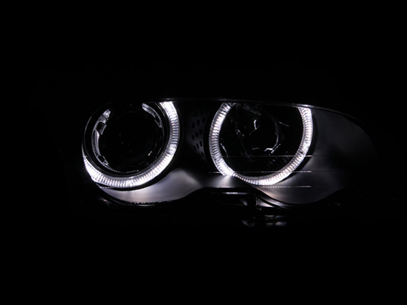 ANZO 1999-2001 BMW 3 Series E46 Projector Headlights w/ Halo Black - 121015