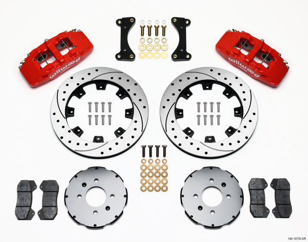 Wilwood Dynapro 6 Front Hat Kit 12.19in Drilled Red 94-01 Honda/Acura w/262mm Disc - 140-10735-DR for 1990-2005 Honda Civic