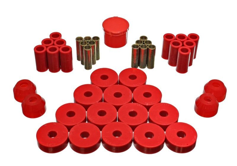 Energy Suspension 55-75 Jeep CJ5/CJ6 Red Hyper-Flex Master Bushing Set - 2.18104R for 1959-1975 Jeep CJ5 - front view