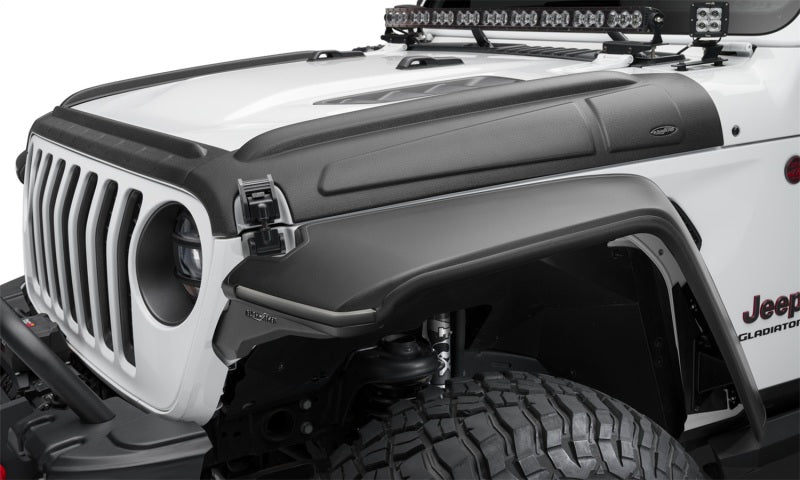 Bushwacker 18-22 Jeep Wrangler 2/4dr / 20-22 Jeep Gladiator Trail Armor Hood Armor (3pc) - Tex. Blk - 14131