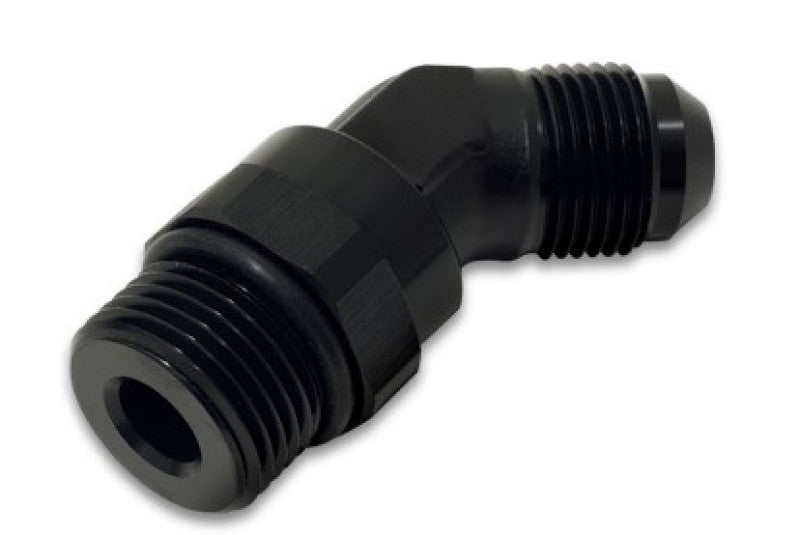 Vibrant -6AN Male Flare to Male -8AN ORB Swivel 45 Degree Adapter Fitting - Anodized Black - 16941