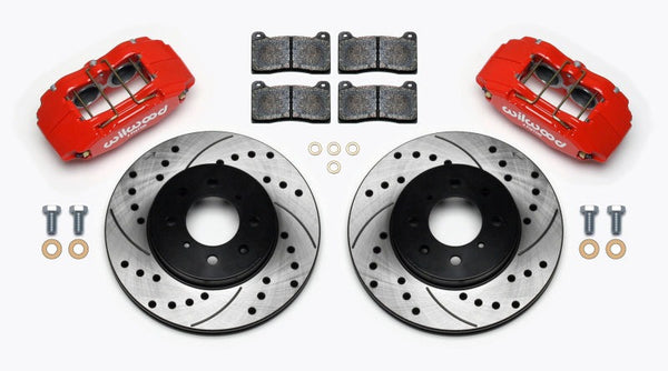 Wilwood DPHA Front Caliper & Rotor Kit Drill Red Honda / Acura w/ 262mm OE Rotor - 140-12996-DR for 1990-2005 Honda Civic