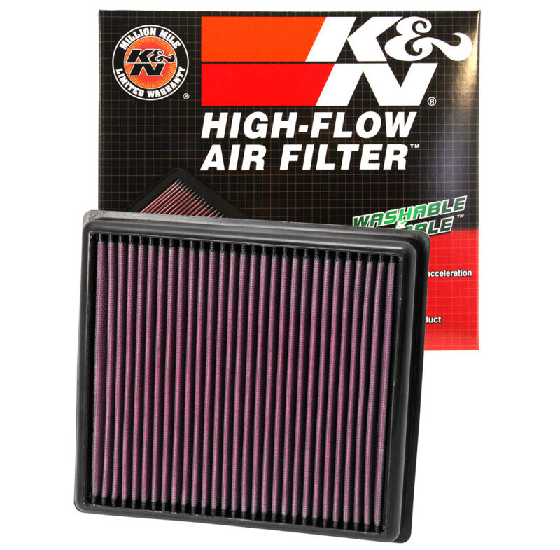 K&N Replacement Air FIlter 12 BMW 320i/328i 2.0L - 33-2990 for 2012-2018 BMW 3 Series - angle view