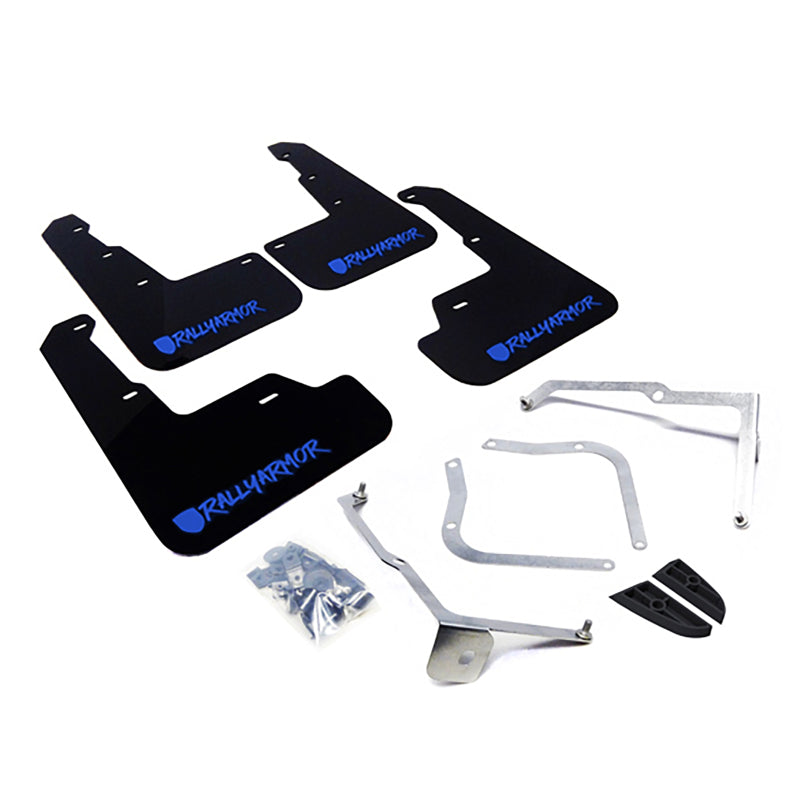 Rally Armor 15-21 Subaru WRX &amp;amp; STI Black Mud Flap Blue Altered Font Logo - MF32-UR-BLK/BL-X