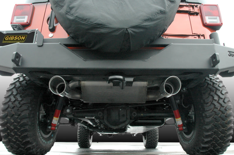 Gibson 12-17 Jeep Wrangler JK Rubicon 3.6L 2.5in Cat-Back Dual Split Exhaust - Aluminized - 17303