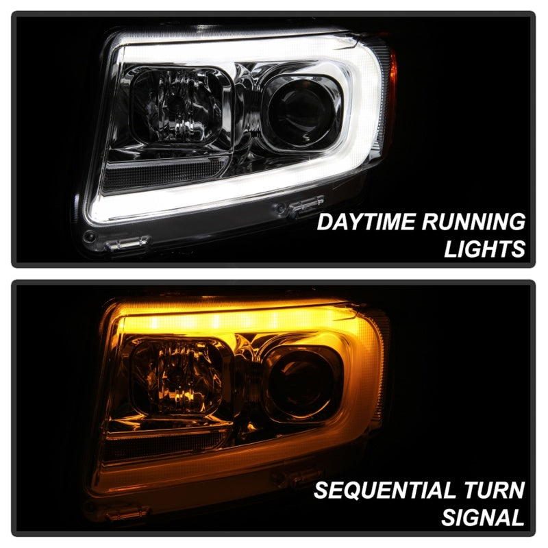 Spyder 11-13 Jeep Grand Cherokee - Light Bar Proj Headlights - Halo Model - Chro - PRO-YD-JGC11-LB-C - 5085801
