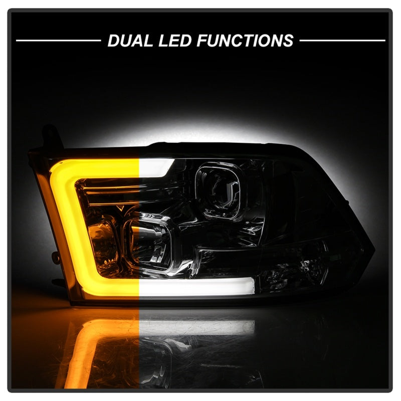 Spyder 09-16 Dodge Ram 1500 Ver 2 Proj Headlight - Light Bar Turn Signal - Chro - PRO-YD-DR09V2-SB-C - 5086259