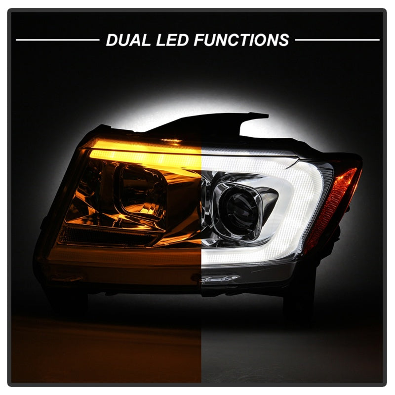Spyder 11-13 Jeep Grand Cherokee - Light Bar Proj Headlights - Halo Model - Chro - PRO-YD-JGC11-LB-C - 5085801
