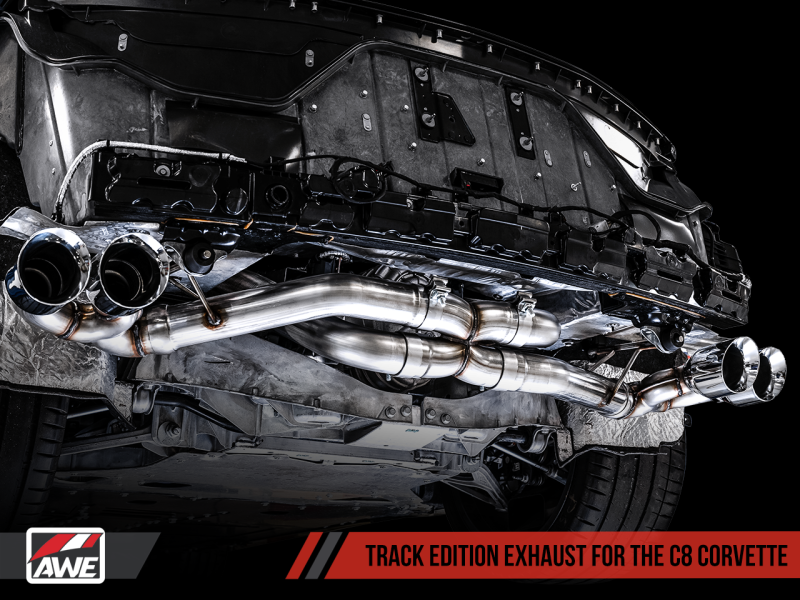 AWE Tuning 2020 Chevrolet Corvette (C8) Track Edition Exhaust - Quad Chrome Silver Tips - 3020-42080