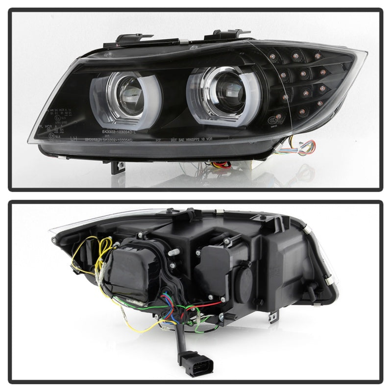 Spyder 09-12 BMW E90 3-Series 4DR Projector Headlights Halogen - LED - Black - PRO-YD-BMWE9009-BK - 5086488