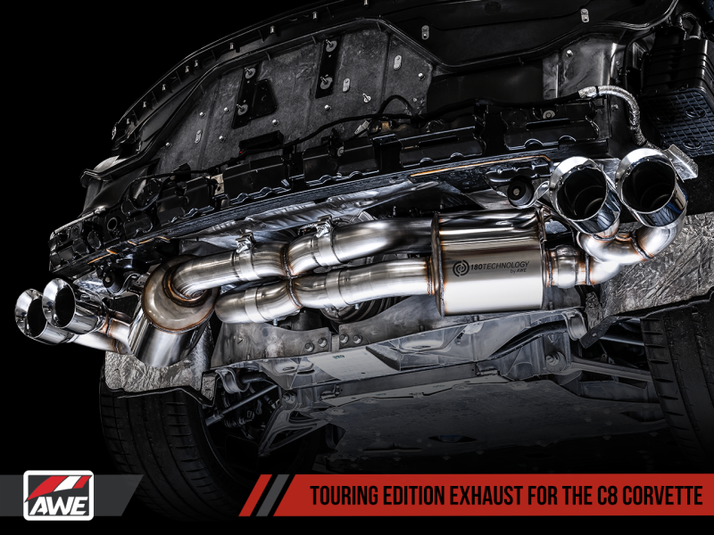 AWE Tuning 2020 Chevrolet Corvette (C8) Touring Edition Exhaust - Quad Diamond Black Tips - 3015-43159