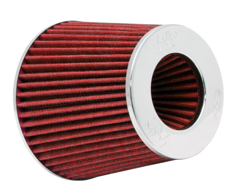 K&N Universal Air Filter Chrome Round Tapered Red - 4in Flange ID x 1.125in Flange Length x 5.5in H - RG-1001RD