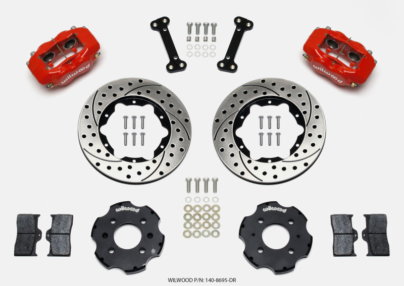 Wilwood Forged Dynalite Front Hat Kit 11.00in Drilled Red Integra/Civic w/Fac.240mm Rtr - 140-8695-DR