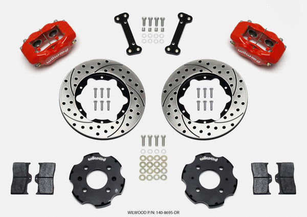 Wilwood Forged Dynalite Front Hat Kit 11.00in Drilled Red Integra/Civic w/Fac.240mm Rtr - 140-8695-DR for 1988-2000 Honda Civ