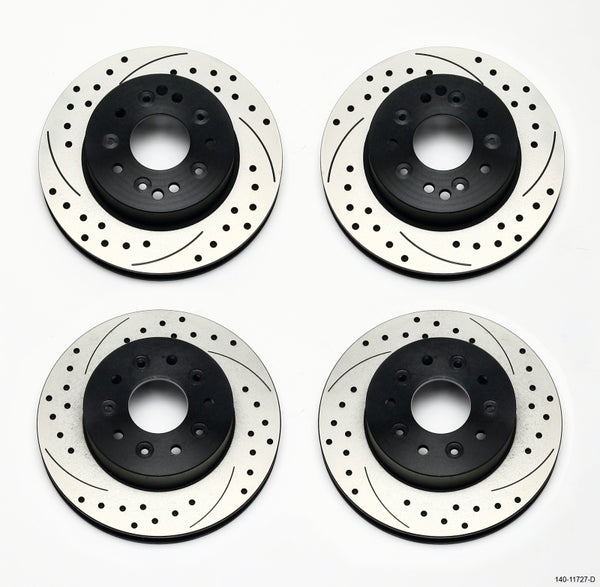 Wilwood Rotor Kit Front/Rear-Drilled 65-82 Corvette C2/C3 (1Pc Rotors) - 140-11727-D for 1970-1982 Chevrolet Corvette