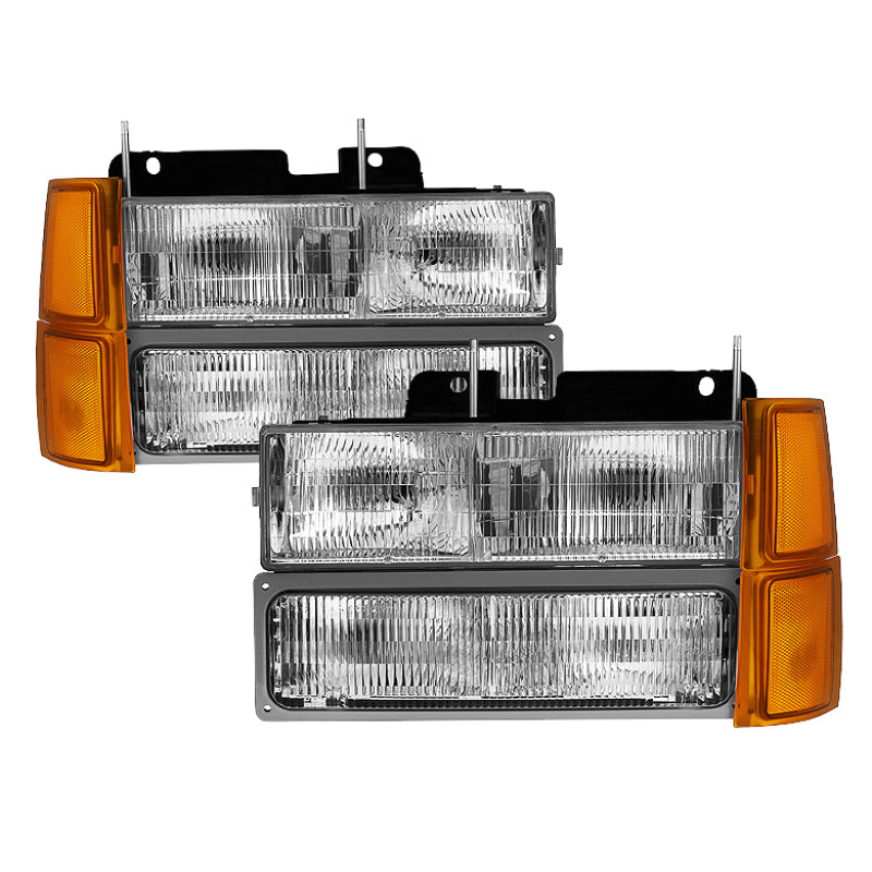Xtune Chevy Suburban 94-98 Headlights w/ Corner &amp; Parking Lights 8pcs - OEM HD-JH-CCK94-OE-C-SET - 9034428