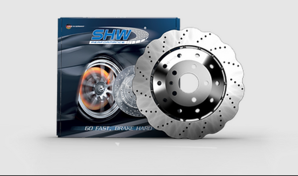 SHW 14-18 Audi RS7 4.0L Rear Cross-Drilled Lightweight Wavy Brake Rotor (4G8615601E) - ARX47418 for 2014-2018 Audi RS7