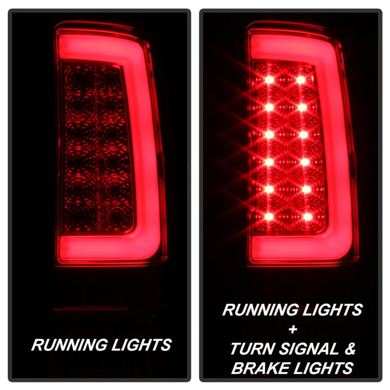 Spyder 07-13 GMC Sierra 1500 V2 Light Bar LED Tail Lights - Red Clear (ALT-YD-GS07V2-LBLED-RC) - 5084767