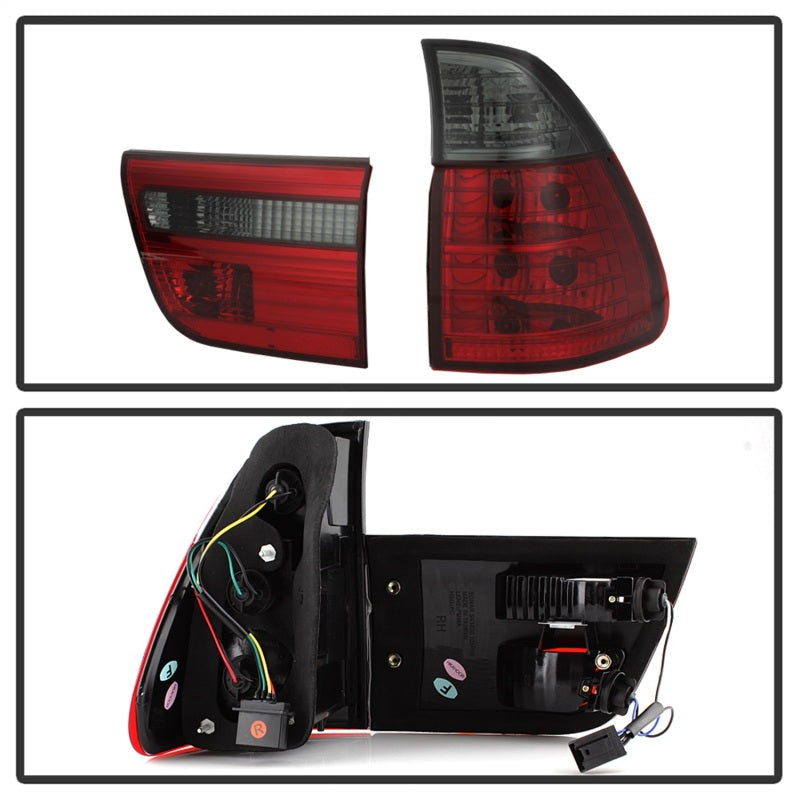 Spyder BMW E53 X5 00-06 4PCS Euro Style Tail Lights- Red Smoke ALT-YD-BE5300-RS - 5000842