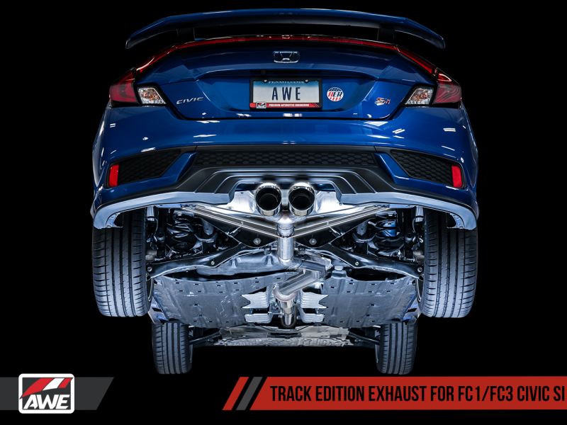 AWE Tuning 2016+ Honda Civic Si Track Edition Exhaust w/Front Pipe &amp; Dual Diamond Black Tips - 3020-33066