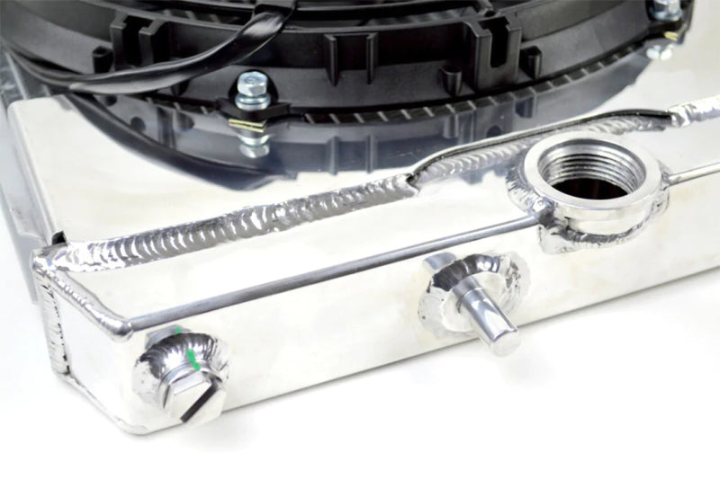 CSF 96-07 Mitsubishi Evo 4/5/6/7/8/9 Full-Slim Radiator w/12in Fan &amp; Shroud/-16AN &amp; Slip On Fitting - 7075