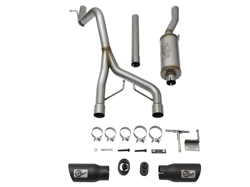 aFe Rebel Series CB 2.5in Dual Center Exit SS Exhaust w/ Black Tips 07-15 Jeep Wrangler 3.6L/3.8L V6 - 49-48056-B