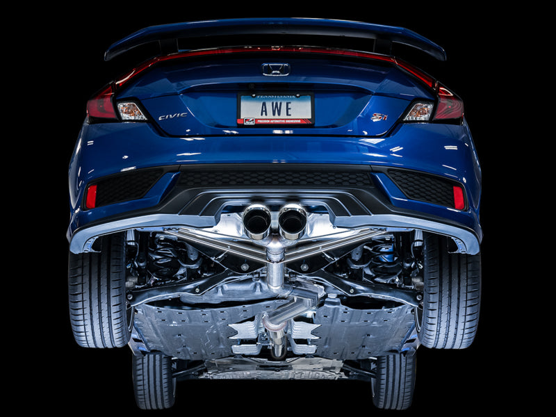 AWE Tuning 2016+ Honda Civic Si Track Edition Exhaust w/Front Pipe &amp; Dual Chrome Silver Tips - 3020-32052