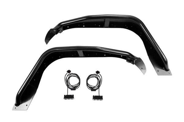 Fabtech 18-21 Jeep JL 4WD Front Steel Tube Fenders - FTS24212 for 2018-2026 Jeep Wrangler - front view