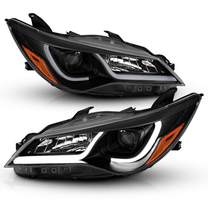 ANZO Projector Headlights With Plank Style Design Black w/Amber 15-16 Toyota Camry (4DR) - 121518