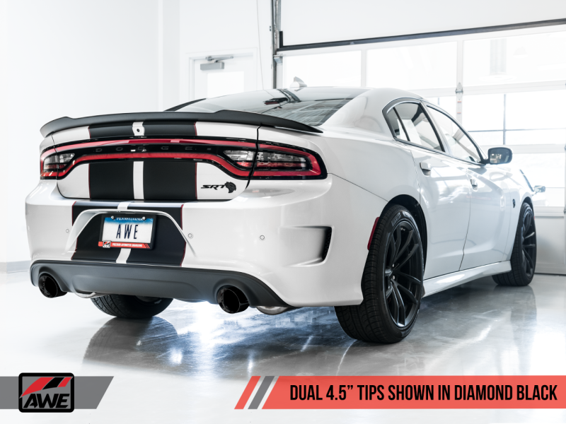AWE Tuning 2015+ Dodge Charger 6.4L/6.2L Supercharged Track Edition Exhaust - Diamond Black Tips - 3015-33126